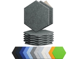 Paineles Acústicos Eifson Poliéster Hexag Autoad 30x26cm 12 Un (gris Oscuro)