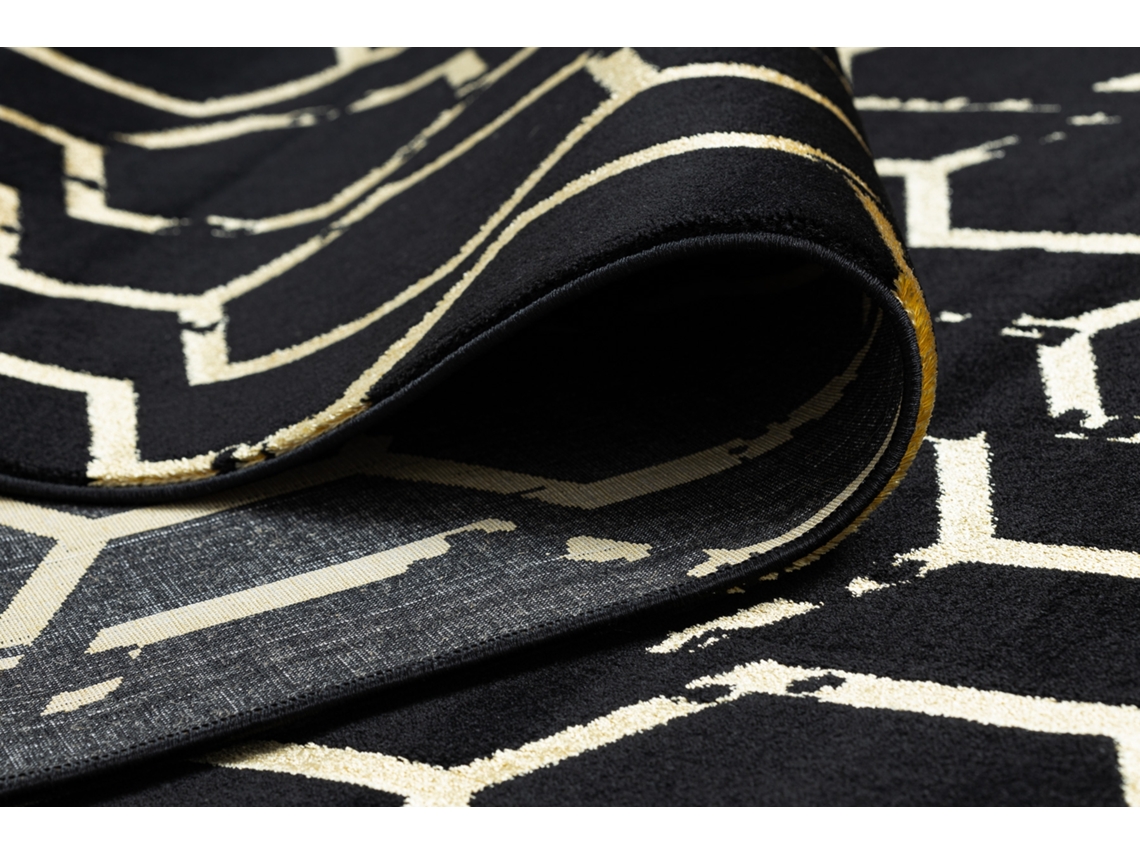 Alfombra Gloss Moderno 407C 86 Elegante, Glamour, Art Deco Negro / Oro (240 x 330 cm)