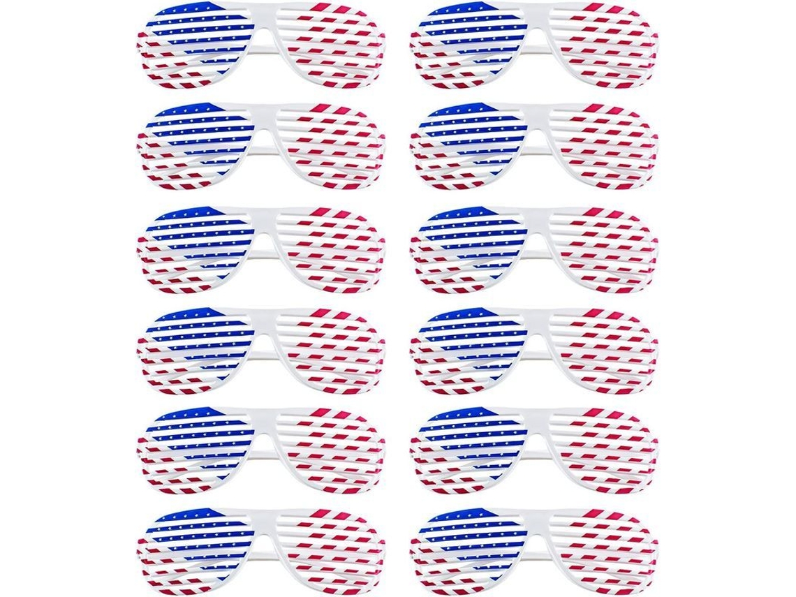Gafas De Sol De Plástico Con Diseño Patriótico De La Bandera Estadounidense Para Fiestas Y Decoración (12 Pares)