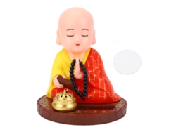 Figura pequeña de monje con nodo solar autoalimentado.