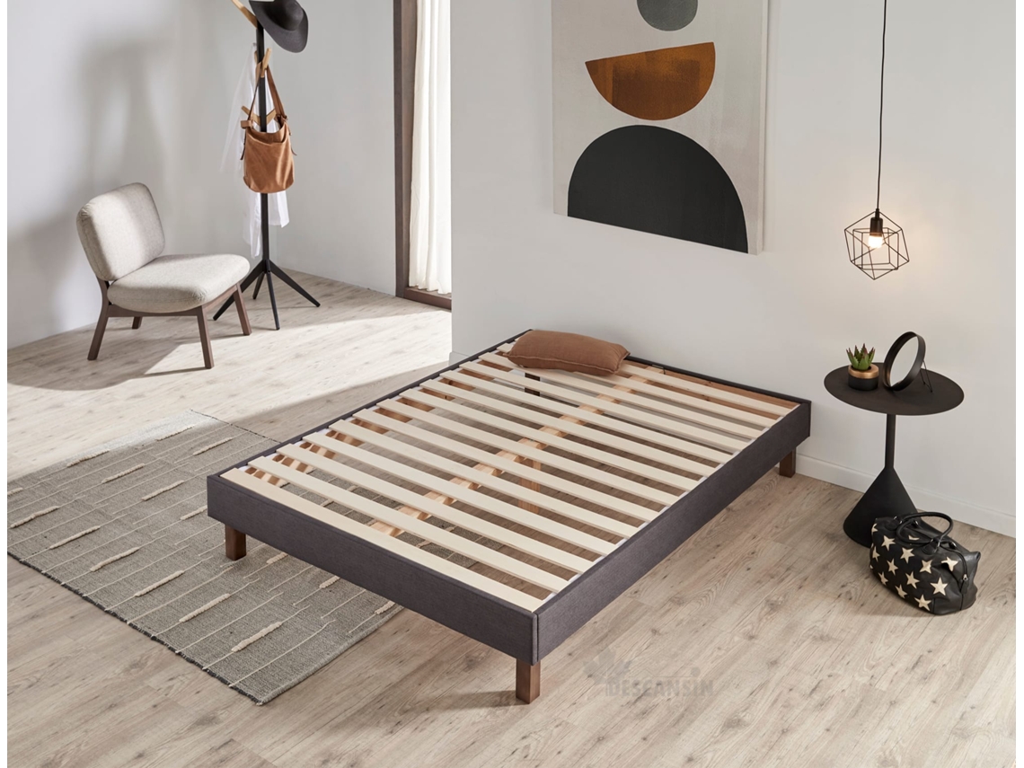 Base tapizada DESCANSIN 180x200 Gris, Máximo Confort
