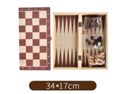 2026-set De Ajedrez Madera 3 En 1 Ajedrez Damas Backgammon Portátil Para Adultos Y Niños