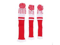 2026-3pcs Fundas Para Cabezales De Palo De Golf Tejidas Con Rayas Y Pompón Ajuste Seguro Rojo 1 3 5
