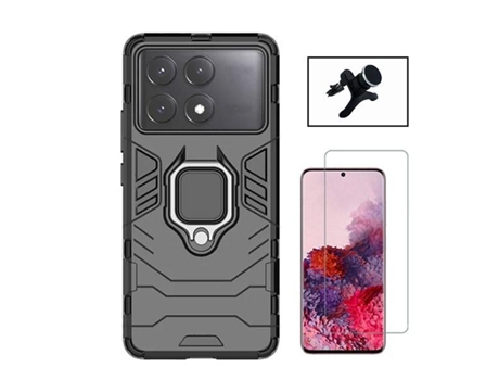 Funda Clearglass Military Defender para Xiaomi Xiaomi Poco X6 Pro PHONECARE Vidrio Templado Resistente Negro