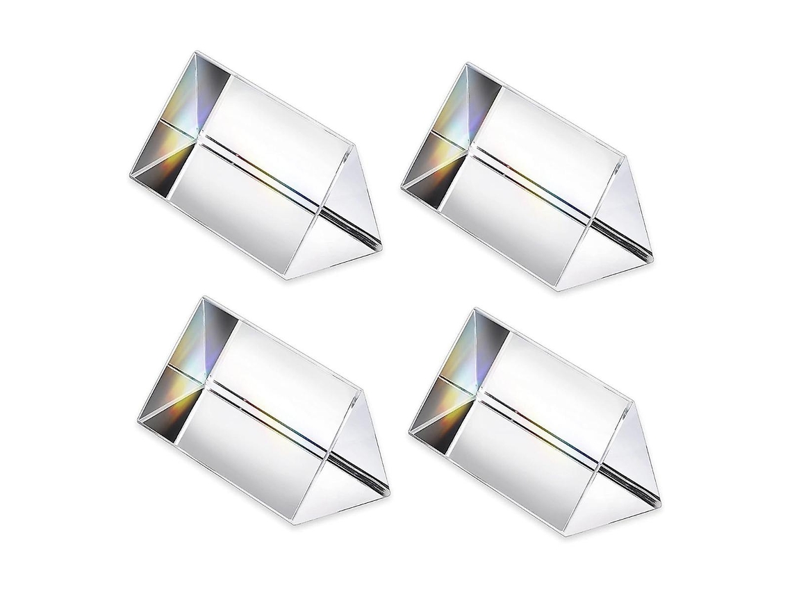 4 prismas triangulares transparentes para luces de arcoíris, prismas ópticos de cristal, vidrio refractario para enseñanza de física.