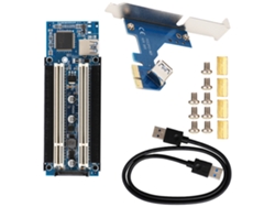 Tarjeta De Extensión Riser De Pci-e A Doble Pci Con Usb Para Win2000/xp/vista/7/8/linux