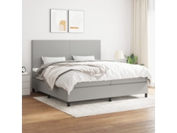 Cama Box Spring Con Colchón Tela Gris Claro 200x200 Cm