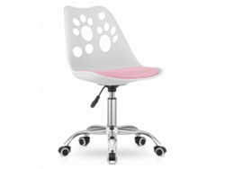 Silla giratoria Leobert con estampado blanco y rosa