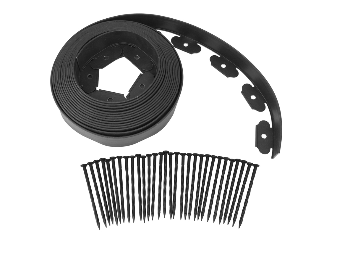 Kit de borde de jardín (sin necesidad de excavar) Negro 5x5x1000cm