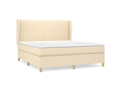 vidaXL Cama con somier y colchón 160x200 cm tela color crema