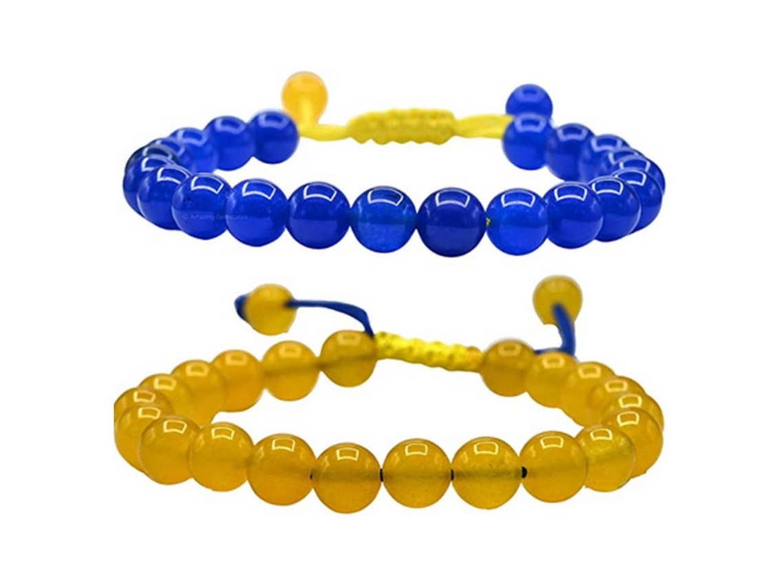 Pulsera Ucraniana Con Perlas De Cristal Natural, Ajustable, Pulsera Con La Bandera De Ucrania Hecha A Mano