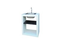 Módulo lavabo MINI - Módulo sobre encimera con lavabo, de hormigón pintado en blanco y negro - 60x45x80cm NESH