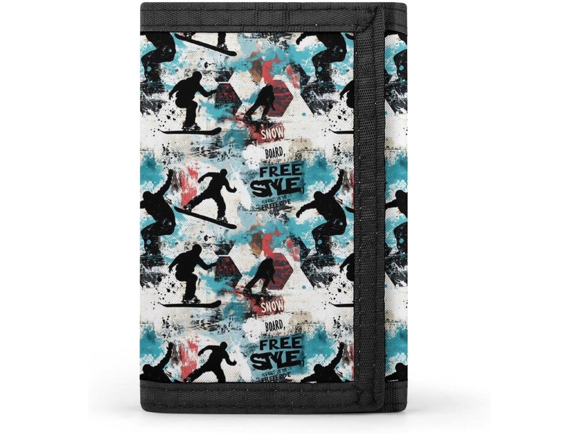 Cartera Compacta Poliéster Con Cremallera Para Hombre Diseño Estampado