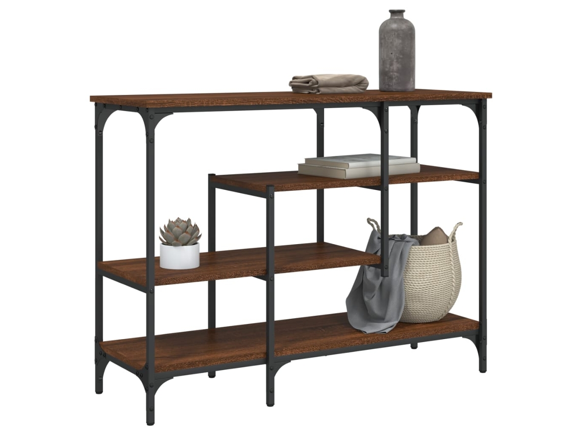 Mesa Consola Con Estantes Roble Marrón 100x35x75 Cm