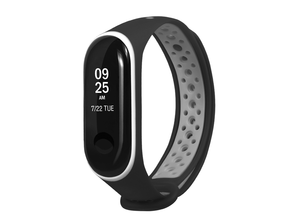 Pulsera deportiva de silicona compatible con Xiaomi Band 25x1x2 cm. Color negro.