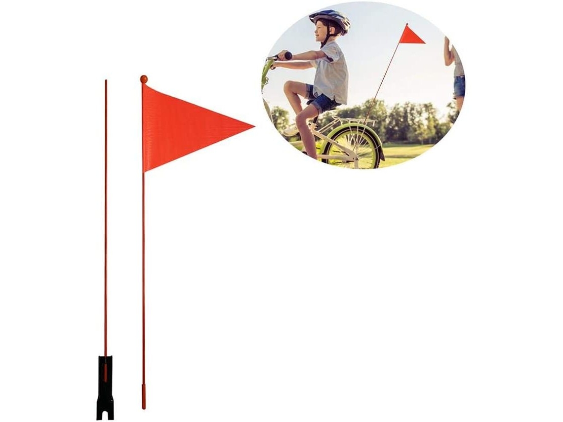 MEOIRUERY Banderín de seguridad para bicicleta infantil, bandera naranja neón, con soporte para niños y niñas
