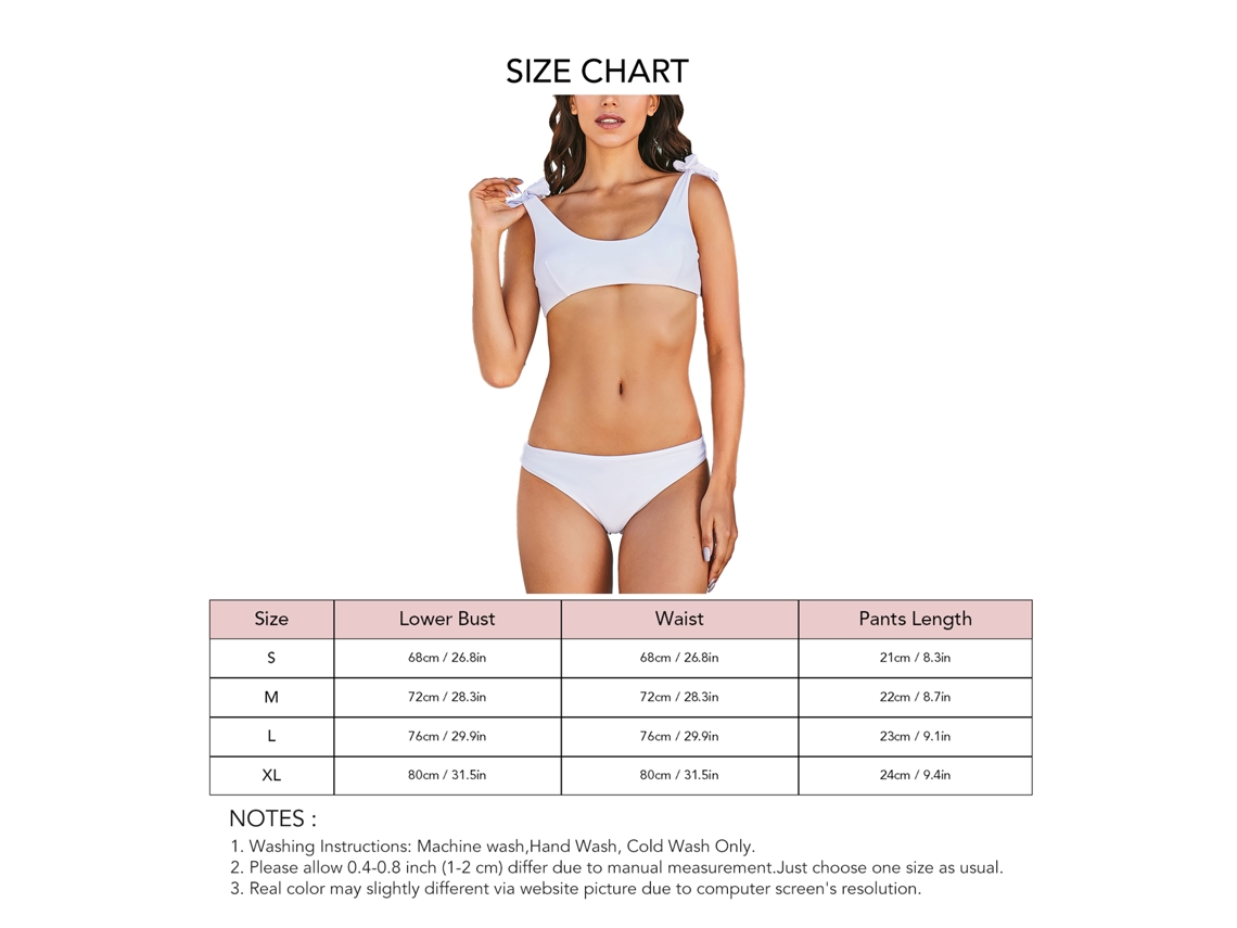 Bikini blanco de dos piezas sin espalda, elástico y transpirable, talla M