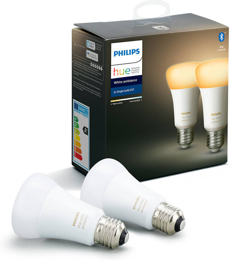 Kit 2 Bombillas Inteligentes PHILIPS HUE  (E27 - Blanca fría a caliente)