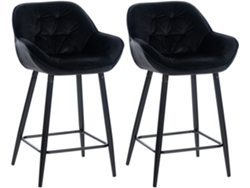 Juego de 2 taburetes de bar Gibson de terciopelo altura asiento 76 cm negro CLP