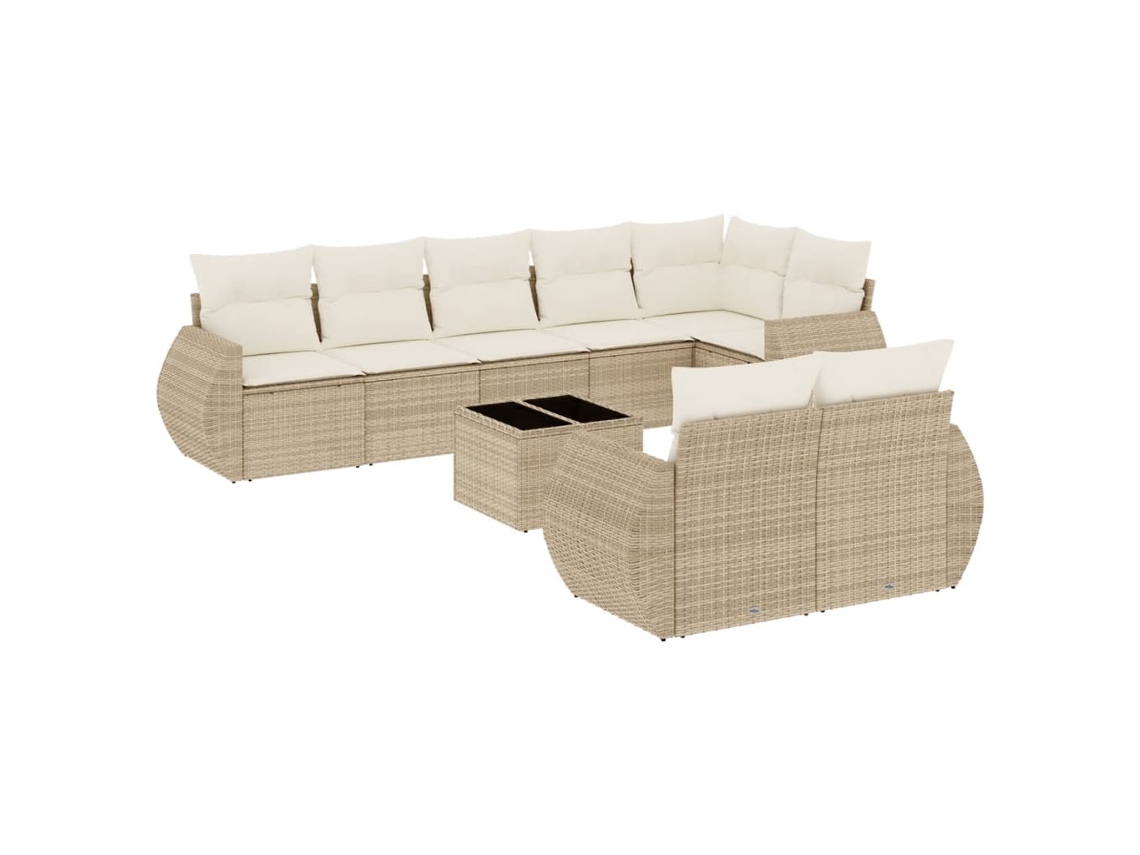 Maison Exclusive - Set De Sofás De Jardín 9 Pzas Con Cojines Ratán Sintético Beige