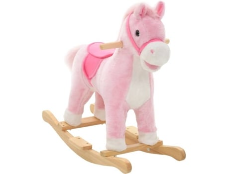 vidaXL Caballito balancín de peluche rosa 65x32x58 cm