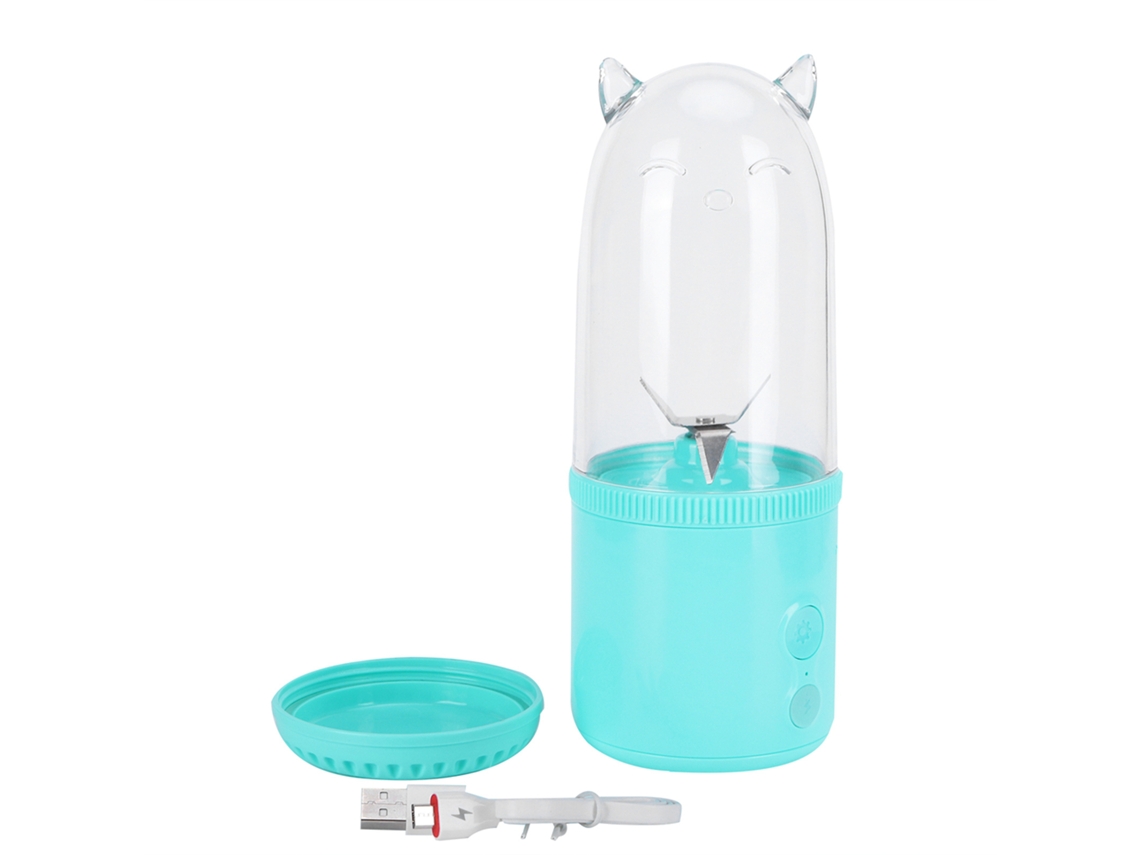 Licuadora portátil de 500 ml, eléctrica, recargable por USB, con 4 cuchillas y vaso mezclador.
