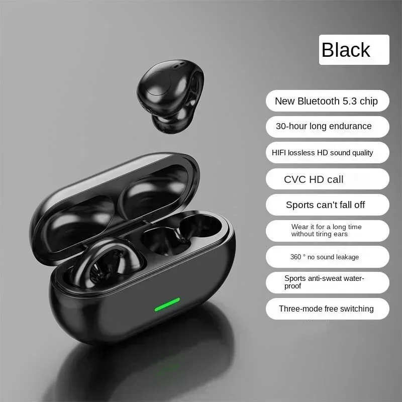 Auriculares Inalámbricos Bluetooth 5.3 De Conducción Ósea (negros), Deportivos, Sonido De Alta Fidelidad, Resistentes Al Agua.