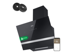CIARRA Campana Extractor de Pared A+++ 60cm 650m³/h Boost Control Táctil/APP Recirculación con Filtros de Carbón (2 piezas) 58dB(A) Negro CD6736HB