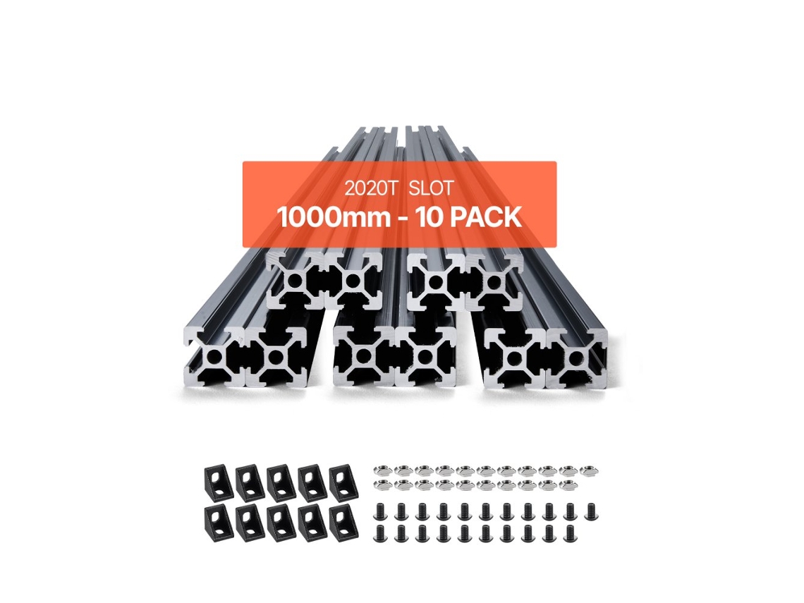 Juego de Perfiles de Aluminio de 1000mm con Tuercas T, Conectores y Tornillos para Estructuras Tekmaquinas