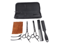 Juego de 8 tijeras de peluquería con pinzas, peines para entresacar y tijeras planas de acero inoxidable para cortar el pelo.
