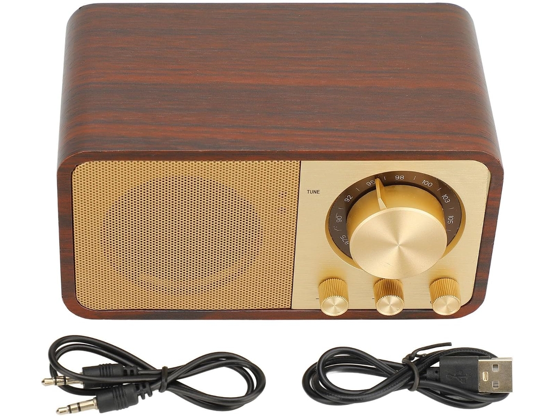Altavoz Retro De Madera, Sonido Nítido, Portátil, Inalámbrico, Elegante.