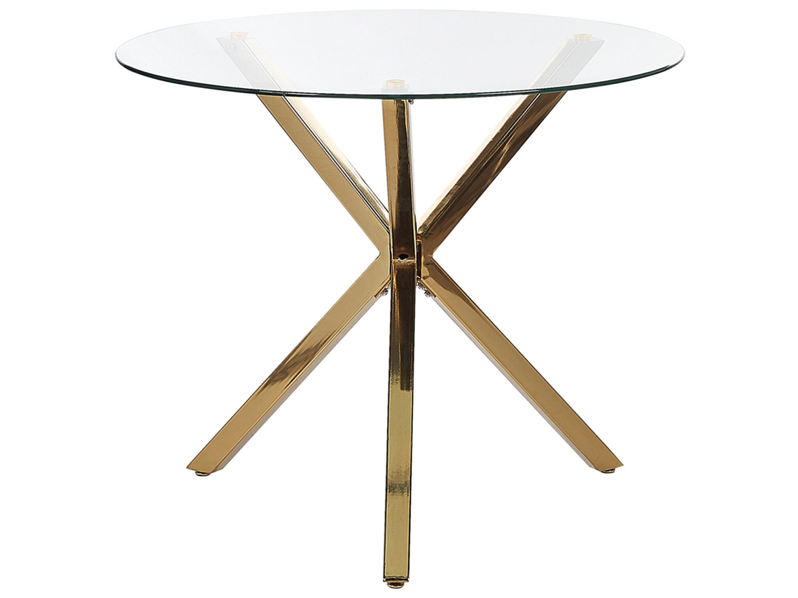 Mesa de comedor BELIANI Savoni de Vidrio templado Dorado 90x90x76
