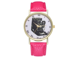 Elegante Reloj De Pulsera Analógico Para Hombre Y Mujer Con Correa De Pu Rosa Claro.