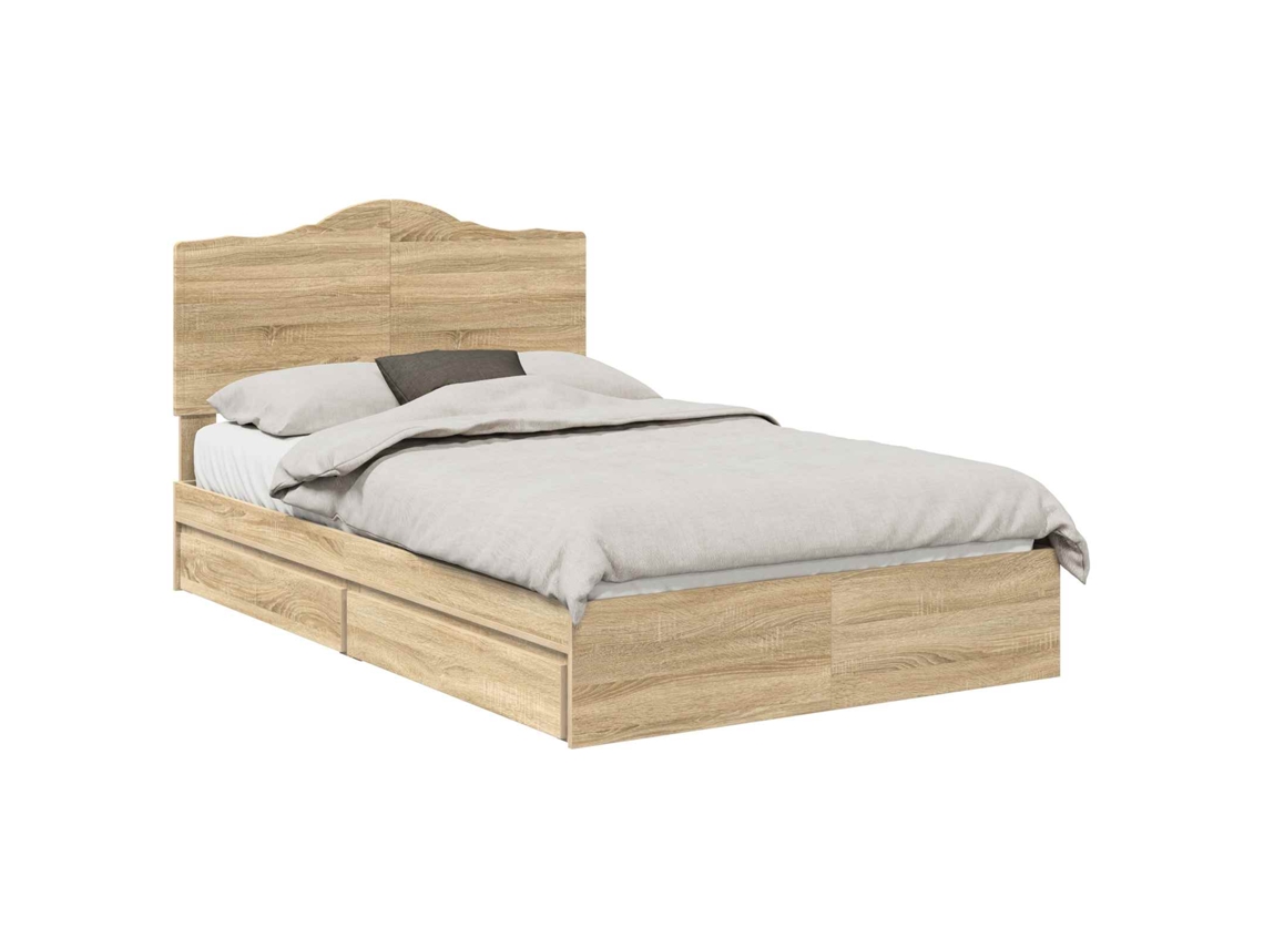 Maison Exclusive - Cama Con Almacenamiento Con Cabecera Roble Sonoma 135 X 190 Cm