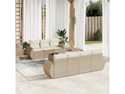 Conjunto de sofá de jardín con cojines, mimbre beige PE Dkd Home Decor