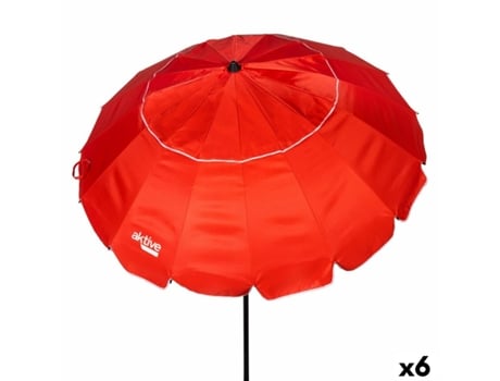 Sombrilla AKTIVE Rojo Aluminio 220 x 215 x 220 cm (6 Unidades)