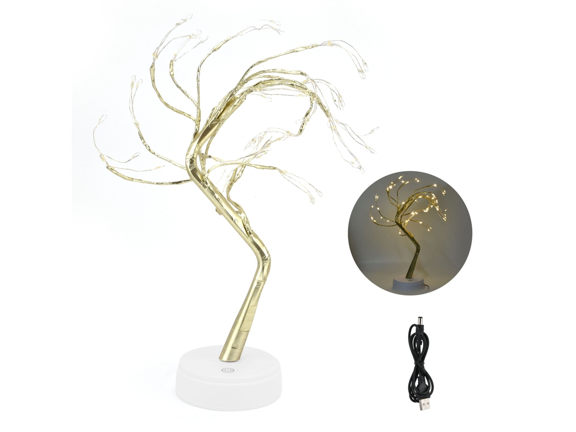 Lámpara de árbol bonsái, ramas ajustables DIY, luces LED blancas cálidas, lámpara de mesa decorativa, funciona con USB y batería incorporada.