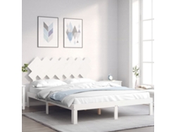 Estructura De Cama Sin Colchón Madera De Pino Blanca 140x200 Cm