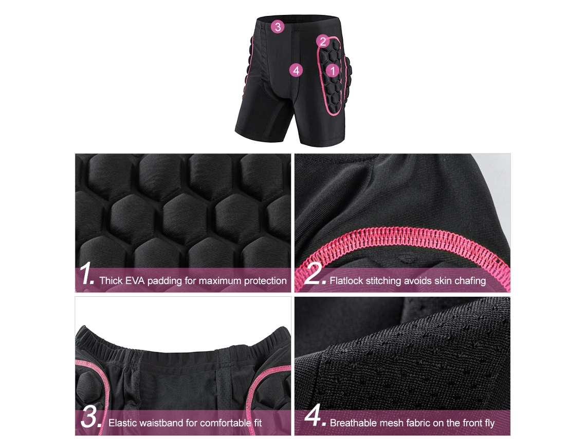 Braguitas Protectoras Para Mujer Para Caderas Y Glúteos Con Espuma Eva Para Esquí, Snowboard, Patinaje Y Equitación.