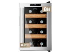 Vinoteca Evvo para 8 botellas VT8, acero inoxidable, termoeléctrica, temperatura ajustable de 8 a 18ºC, ultra silenciosa (35 dB), panel táctil, luz LED interna.