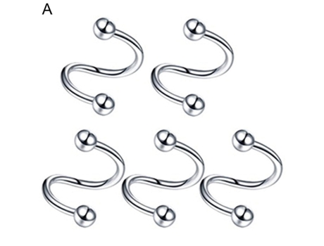 5pcs anillo labial elegante Anti-rust acero inoxidable brillante todo el anillo de la nariz para el club
