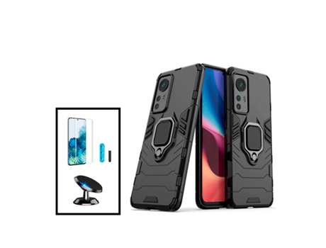 Nano Curvado Kit De Película De Vidrio UV Cubierta 3X1 Soporte De Coche Magnético Defensor Militar Para Xiaomi 12X - Negro PHONECARE