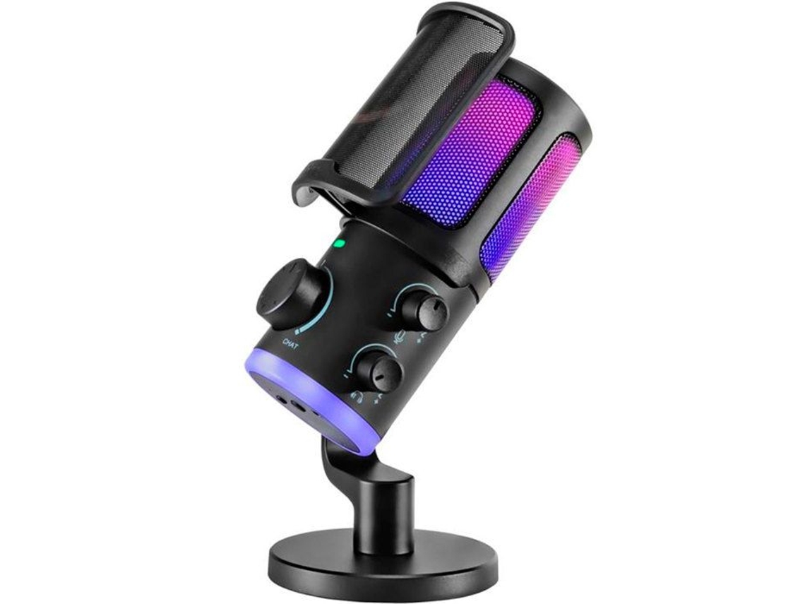 Micrófono Condensador Fifine Am6 Para Juegos Con Botón De Preferencia Para El Volumen De Chat Y Juego, Negro