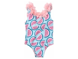 Traje de baño infantil Rebe 2026 con estampado 3D de sandía y flores, rosa y azul, 120 cm/47,2 pulgadas.