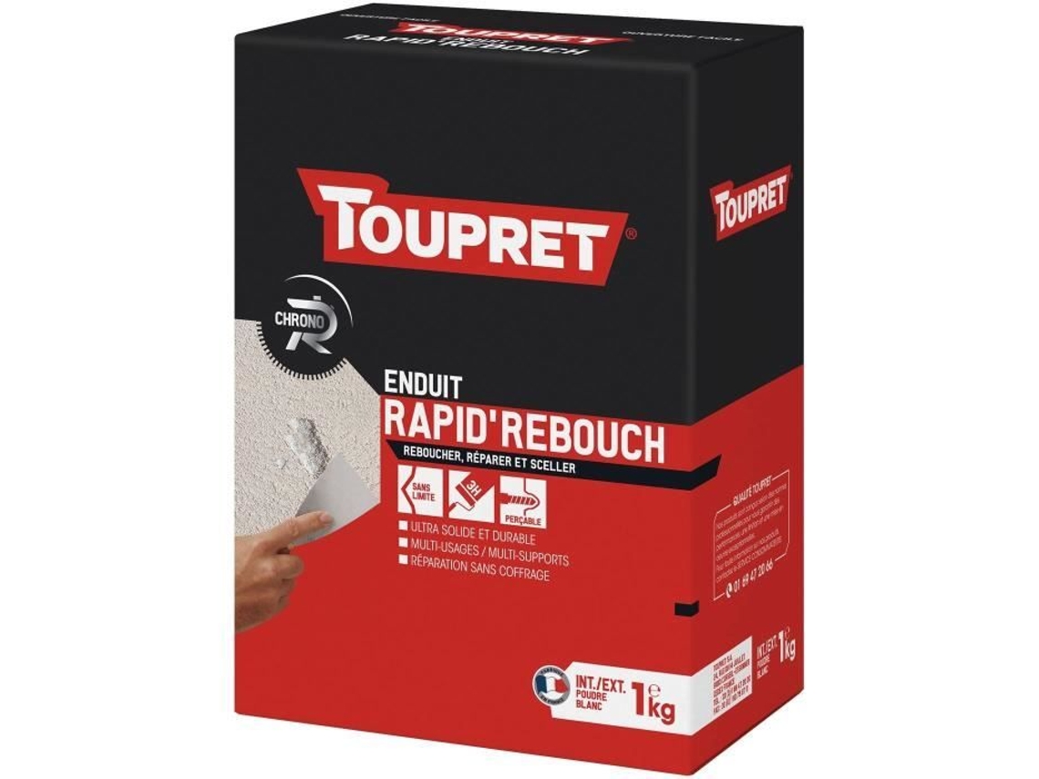 Polvo De Recubrimiento De Relleno Interior/exterior Rápido 1 Kg Espátula Incluida Toupret