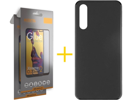 Carcasa + 2 Protectores de Pantalla Samsung A70 ACCETEL Full Negro