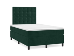 Maison Exclusive - Cama Box Spring Con Colchón Terciopelo Verde Oscuro 120x200 Cm