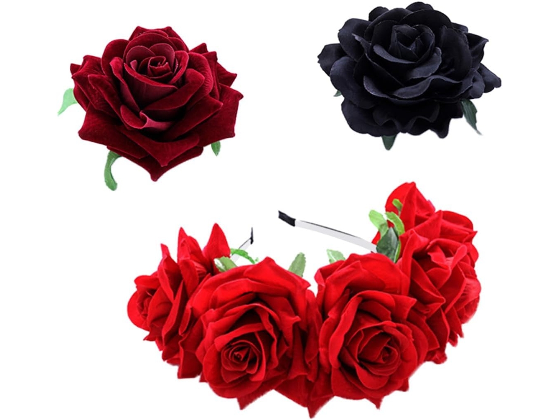 Diadema Roja De Boda Nuobesty Y Pinza Para El Cabello Con Forma De Flor Única, Accesorio Decorativo Para El Cabello.