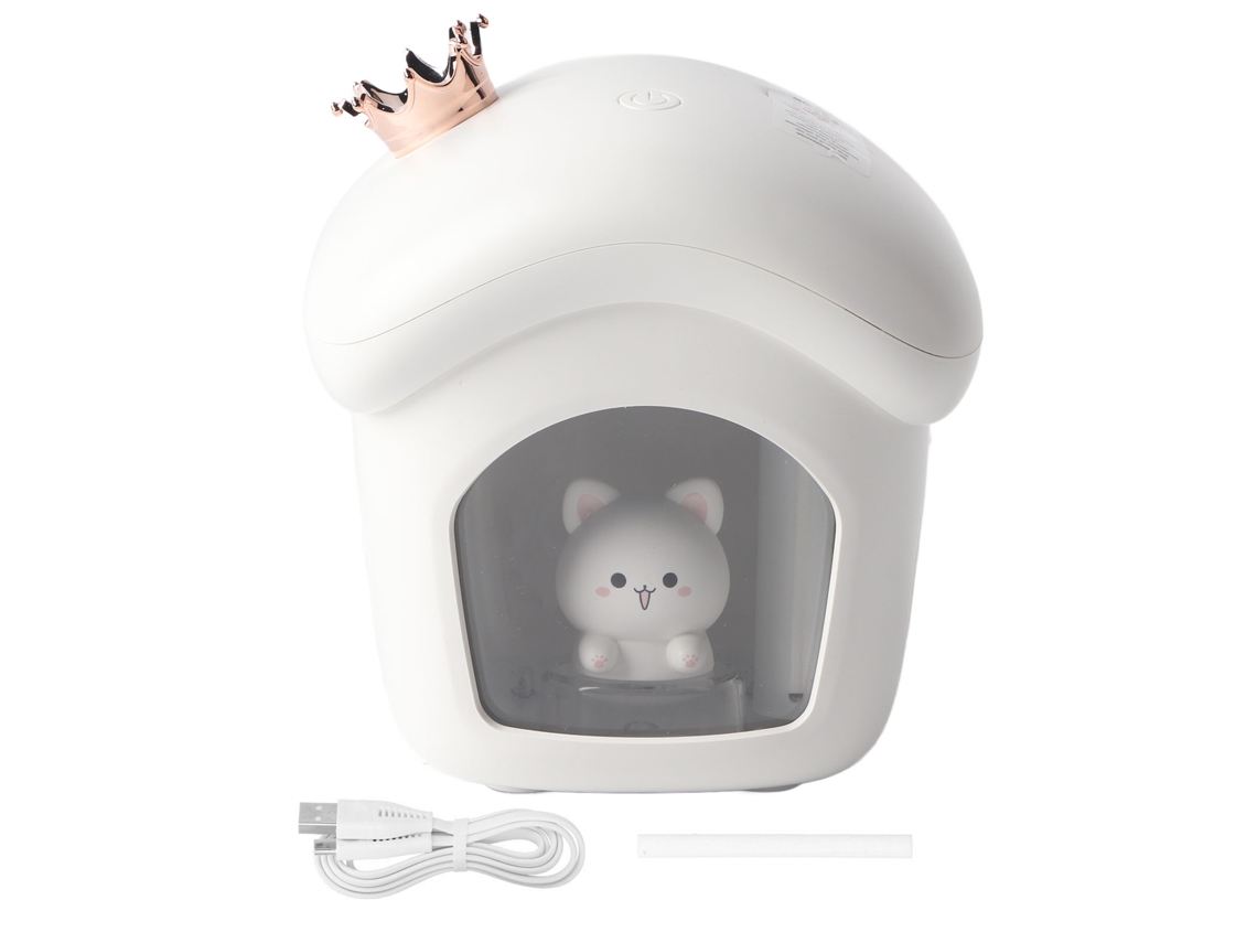 Humidificador De Mesa Usb Portátil Con Depósito Visible De 350 Ml, 2 Velocidades, Blanco.