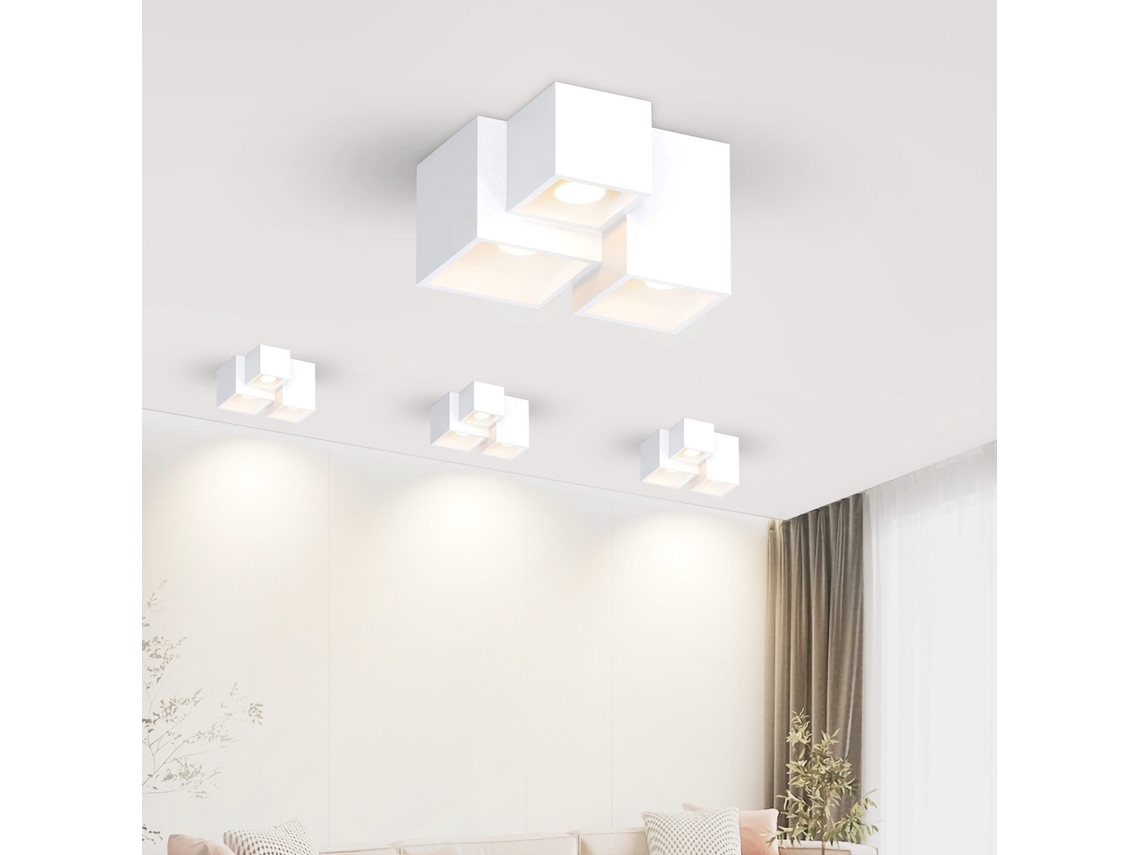 Zmh Lámpara De Techo Led Moderna De Yeso Blanco Con Foco Gu10 Para Sala De Estar
